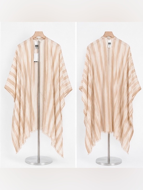 Nordstrom Other - Nordstrom  Beige & White Striped Gauze Ruana Cover-Up | One Size | NWT 🤎🏝️